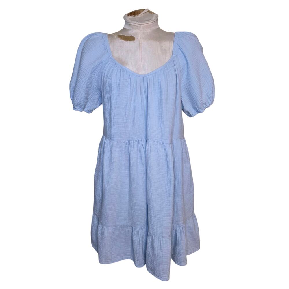 Universal Thread Blue Peasant Tiered Dress Boho Prairie Style Sz Medium‎